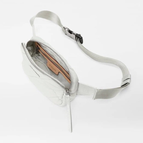 MZ Wallace Madison Belt Bag Frost Silver Quilted Crossbody Bag Travel Festival - Picture 2 of 13